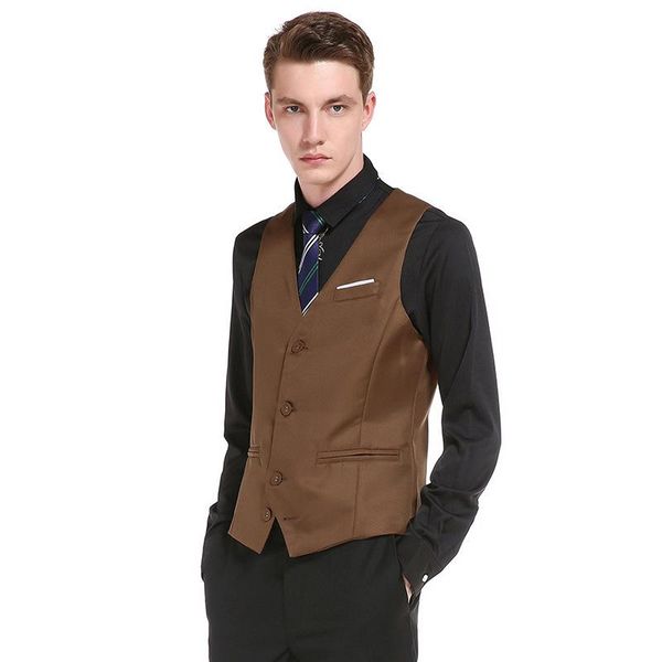

men's vests business fashion chest color matching single row three buttons gentleman suit vest wedding waistcoat weste, Black;white
