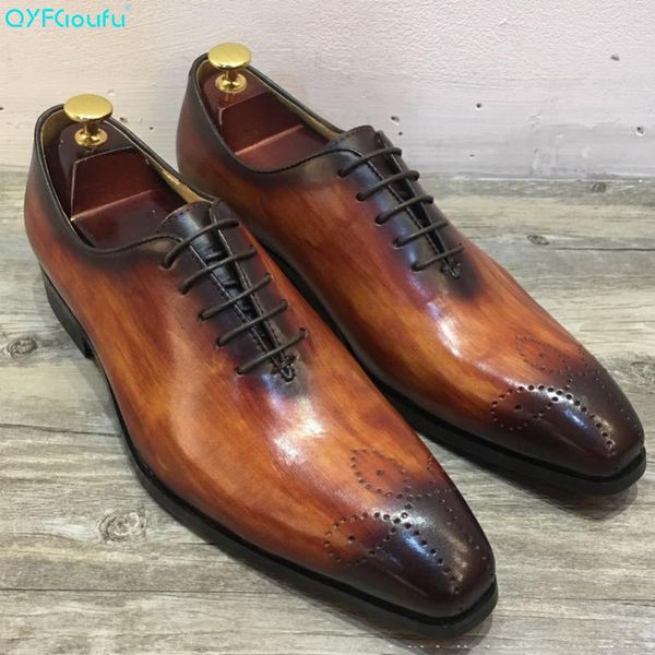 

dress shoes qyfcioufu luxurious italian genuine leather men brown khaki wedding oxford lace-up office business suit men's shoe, Black