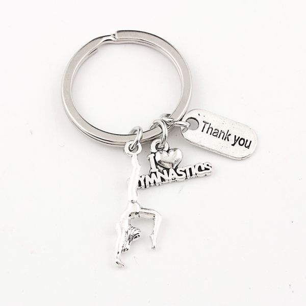 

I Love Gymnastics Charms Keychain Gymnast Girl Sporter Keyring For Women Thanksgiving Day Gift Accessories Jewelry E2402