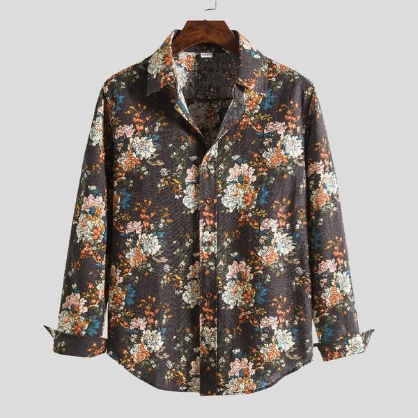 

autumn flower shirt mens club long sleeve slim fit fancy shirts casual men hawaii beach plus size 5xl men's, White;black