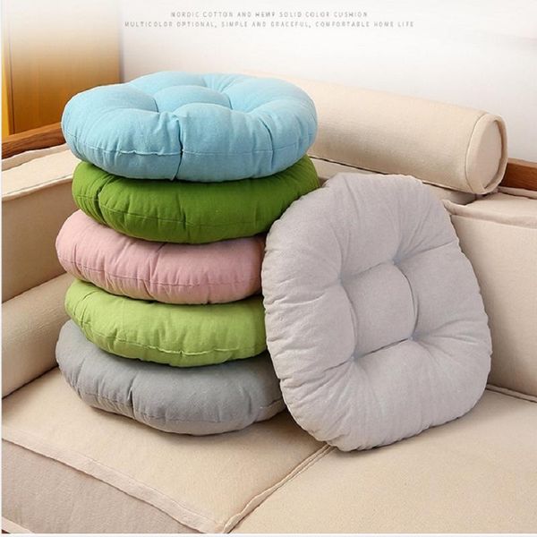 

cushion/decorative pillow simple breathable solid color cotton and linen cushion student office round chair thick tatami fabric