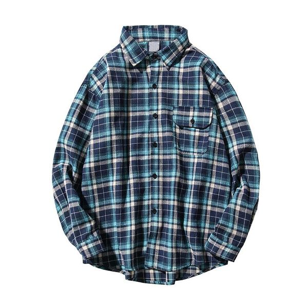 

men's casual shirts plaid shirt men 2021 autumn flannel for man camisas, White;black