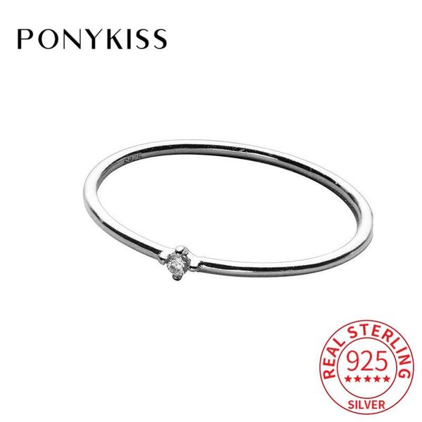 

cluster rings ponykiss 100% s925 sterling silver zircon minimliet adjustable opening ring for women fine jewelry accessory party girls gift, Golden;silver