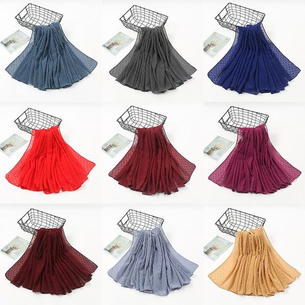 

scarves women fashion soft pearl chiffon square scarf dot head lady solid color shawls female hijab 115*115cm, Blue;gray