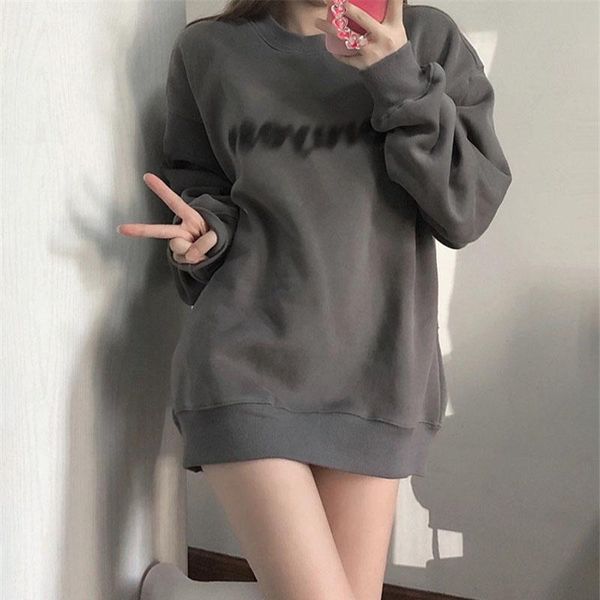 

women's hoodies & sweatshirts hoodie women 2021 retro letter printing autumn long sleeve thin korean style loose sweatshirt pullover gr, Black