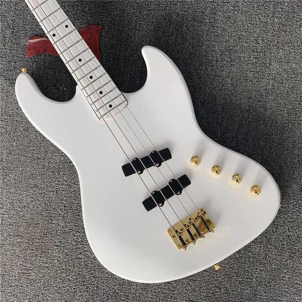 

custom chinese jazz instrument 4 strings white low electric electric guitar