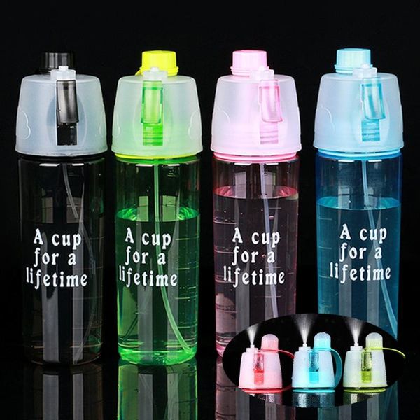 

water bottle 600ml spray plastic cool summer sports fitness kettle portable travel mountaineering outdoor
