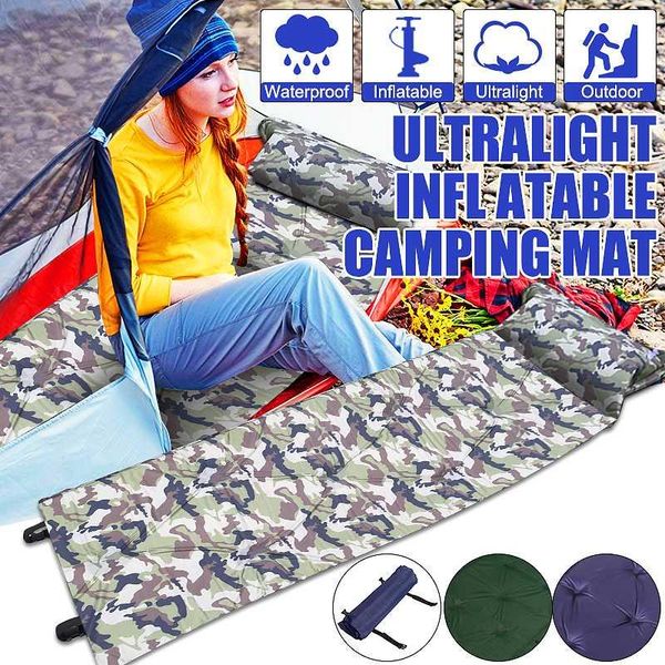 

outdoor pads 183cm self inflating camping roll mat pad sleeping bed polyester automatic inflatable pillow air mattress with carry bag