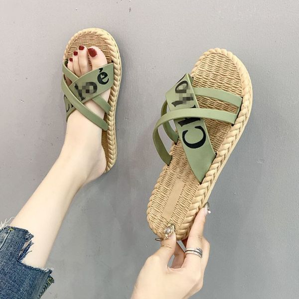 

comfortable and fashionable cross-flat slippers web celebrity soft soles for girls' school shoes in summer 36-40, Black