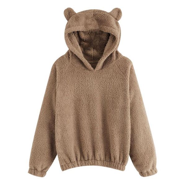 

women's hoodies & sweatshirts autumn fleece warm sweatshirt women 2021 casual outerwear ears pink fashion solid loose tracksuit female, Black