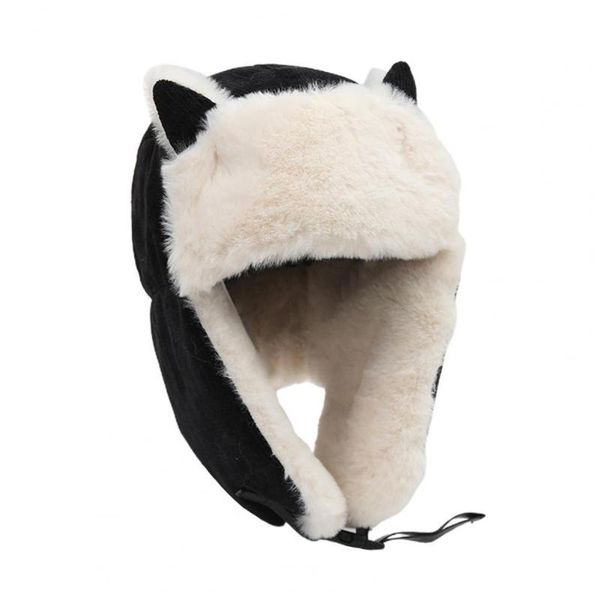 

beanies ladies winter hat solid color comfortable to wear accessories thicken warm cats ear decoration flap for skating