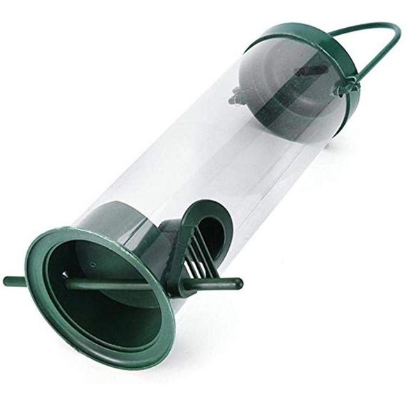 

hanging type outdoor plastic pet wild bird metal feeder feeders viewing window for garden yard decoration 24x14cm #30 party favor