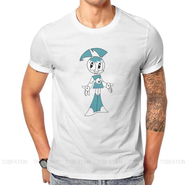 

men's t-shirts robotic global response unit hipster tshirts my life as a teenage robot cartoon tv series men style t shirt round neck b, White;black