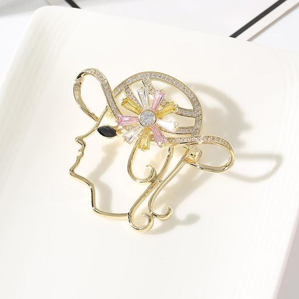 

pins, brooches rhinestone girls hollow brooch pin fashion gold color facial organ cardigan shirt shawl badge jewelry accessories, Gray