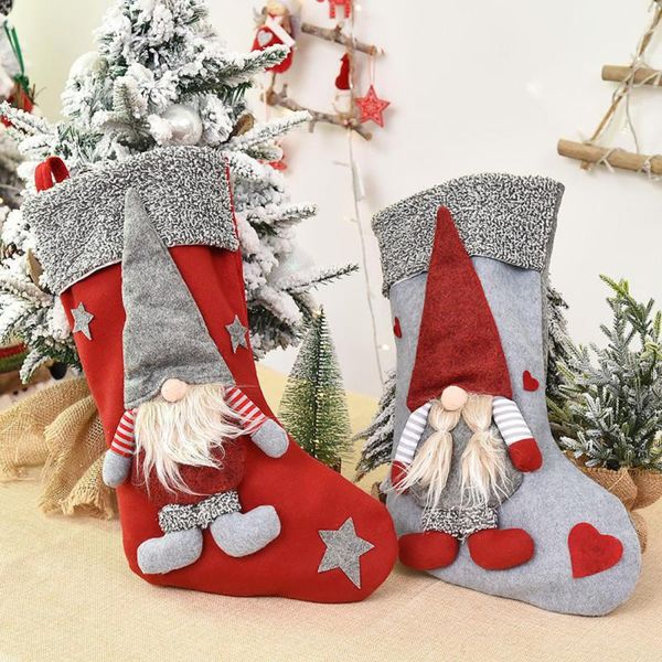 

gift wrap christmas ornaments faceless doll socks candy bag decor stockings