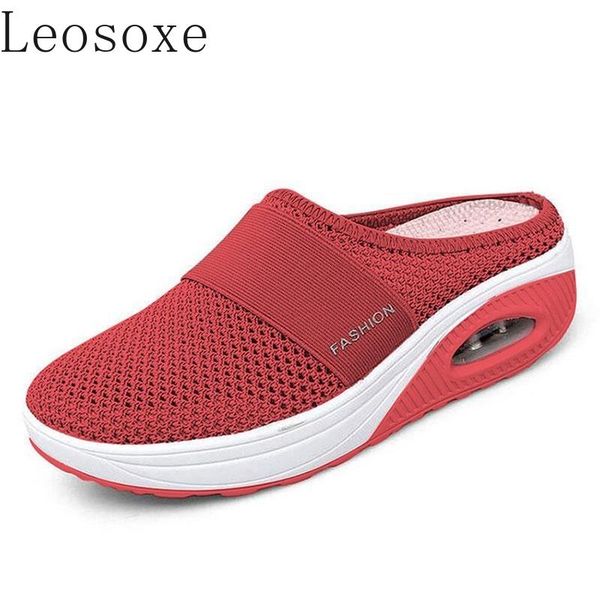 

dress shoes women's mesh lightweight woman slippers wedge female air cushion sandals thick bottem sneakers plus size 43, Black