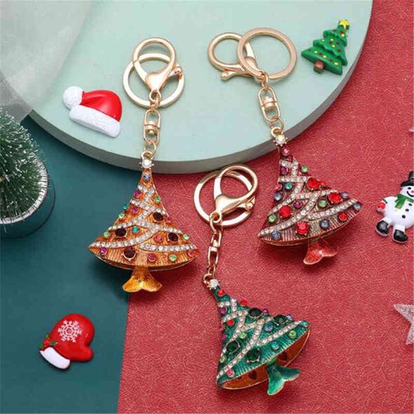 

2021 colorful crystal christmas keychain fashion rhinestone cool decoration year keyring girl friend xmas gift wholesale, Silver