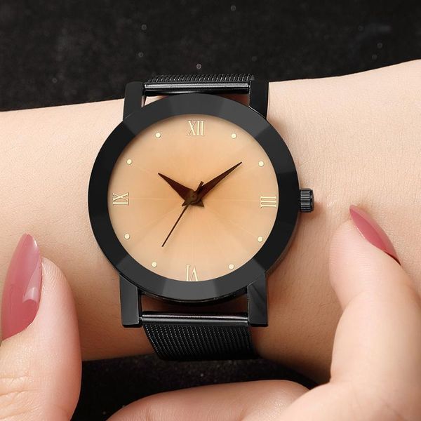 

wristwatches womens mens watch luxury quartz sport military stainless steel dial band wrist clock gift y502, Slivery;brown