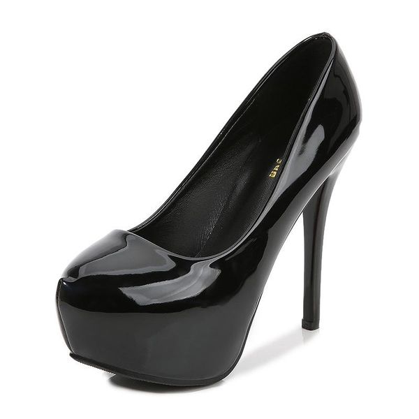 

dress shoes women high heels platform pumps party wedding 12cm leather daily ladies, Black
