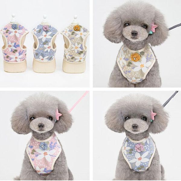 

dog apparel pet chest back collar traction rope clothing spring and summer wholesale youpai five leaf flower