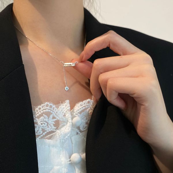 

925 sterling silver v-shaped tassel necklace spring/summer 2021 japan korean brand clavicle chain small fresh woman