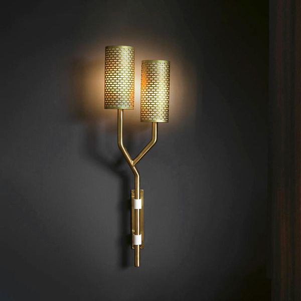 

wall lamp style postmodern creative double-head modern simple villa hallway bedroom personalized staircase copper light