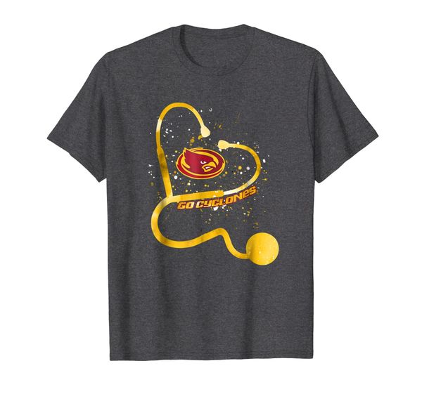 

iowa state cyclones color drop stethoscope - nurse t-shirt, White;black