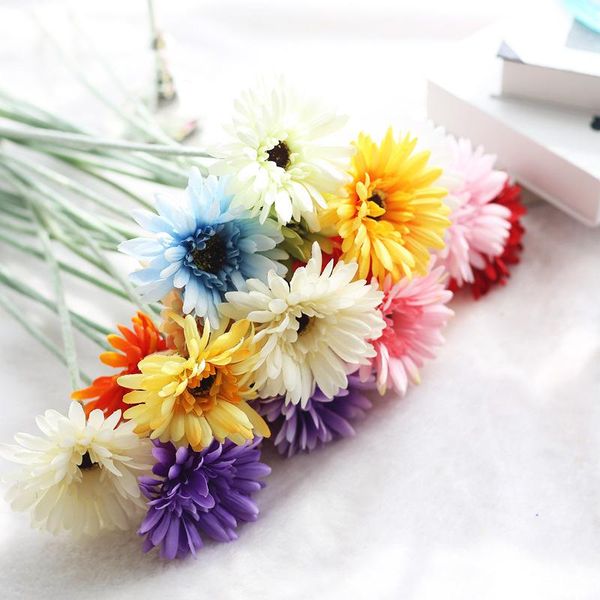

decorative flowers & wreaths 10cm fake tea rose silk flower fall gerbera daisy artificial plastic for wedding home accessories decoration ro