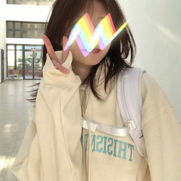 

women's hoodies & sweatshirts vintage casual oversize clothing korean clothes spring/autumn embroidery letter printing trend, Black
