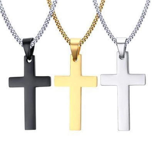 

wine glass pendant necklace zircjesus cross glossy surface necklace men women jewelry titanium steel necklaces fashion pendants personality, Silver
