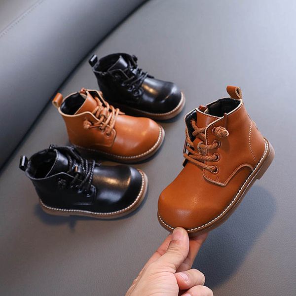 

baby boots kids shoes girls boys children footwear autumn winter cowhide leather 1-3 year old short boot moccasins soft b8178, Black;grey