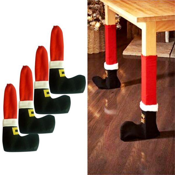 

christmas decorations 4 pcs/ lot chair feet cover xmas decoration tables and chairs foot leg covers non-slip cases chrismas socks