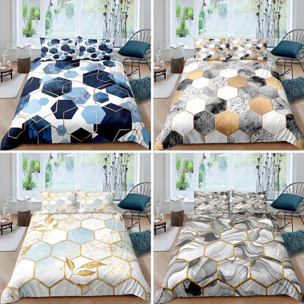 

bedding sets luxury marble printed set 3d geometric pattern soft duvet cover&pillowcase single twin  king size home textiles