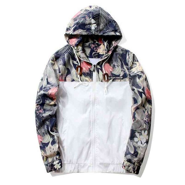 

floral et 2020 autumn mens hooded ets slim fit long sve homme trendy windbreaker coat brand clothing drop shipping, Black