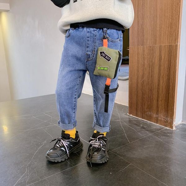 

children's clothing boy jeans 2021 spring big kids western style slim pants trousers, Blue