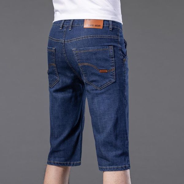 

men's jeans summer thin denim shorts straight loose large capris youth pants, Blue