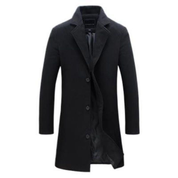

men's trench coats autumn winter man slim plus size lapel buttons thicken multicolor handsome outdoor all-match fashion casual outerwea, Tan;black