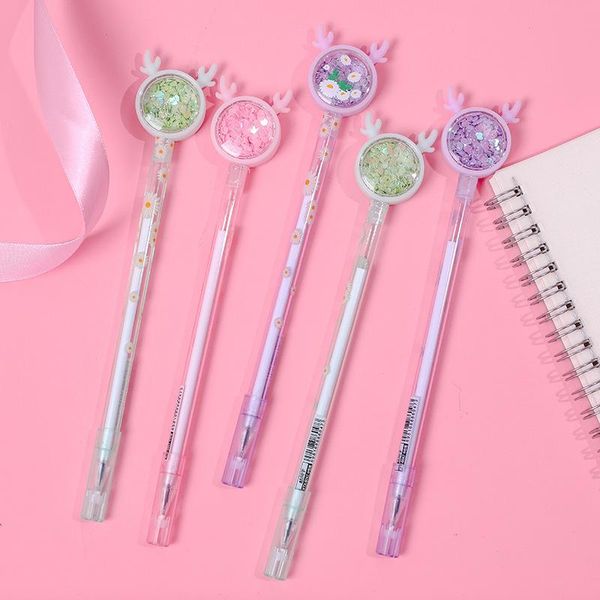 

gel pens 0.4mm creative yellow purple green pink daisy pen school exam test office meeting signature mark writing