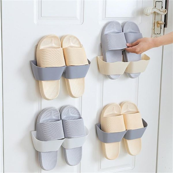 

wall-mounted sticky hanging shoe hook shelf hanger rack shoes holder storage plastic stand organizer clothing & wardrobe