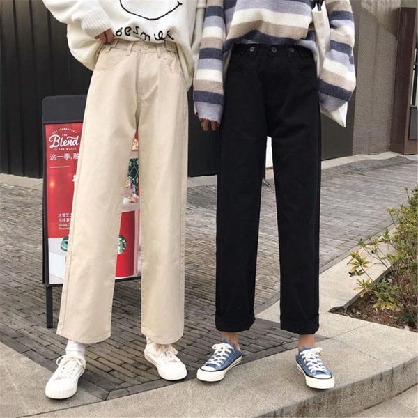 

women's jeans casual pants women summer korean chic preppy lady straight pant harajuku high waist black trouser plus size 4xl quality, Blue