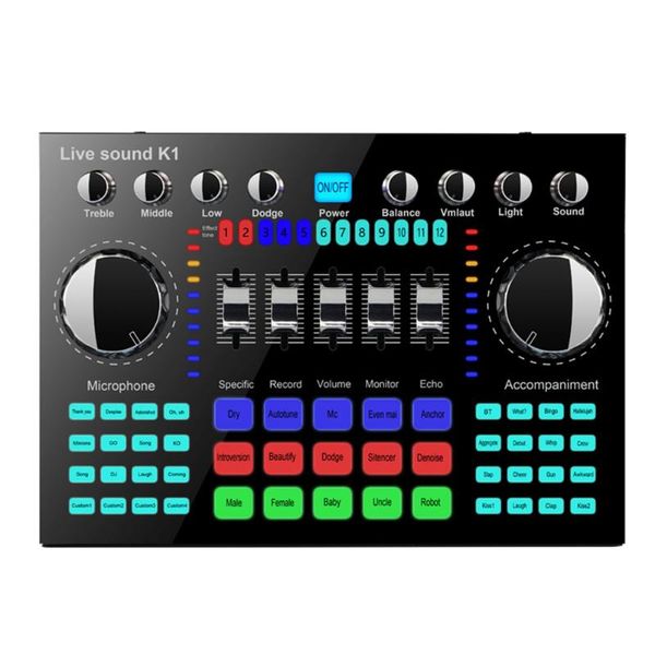 

sound cards noise reduction multiple effects voice changer mixer board broadcast live card universal computer phone streaming audio