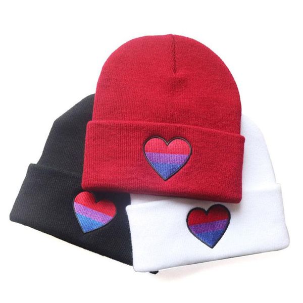 

beanies fashion winter warm love heart christmas gift knitted hats knit cap rainbow