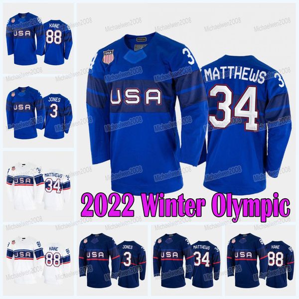 

usa 2022 winter olympic hockey jersey seth jones auston matthews patrick kane jack eichel matthew tkachuk charlie mcavoy johnny gaudreau t.j, Black;red