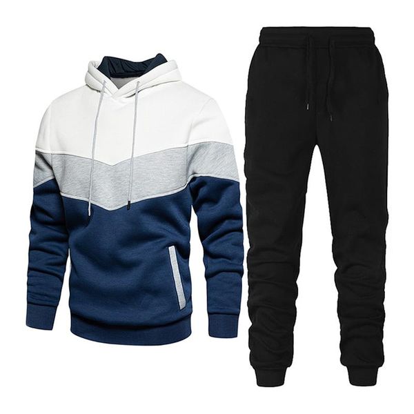 

men's tracksuits fleece keep warm hoodie set fall casual tracksuit hip hop street fashion shirt with pants track suit 2-piece, Gray