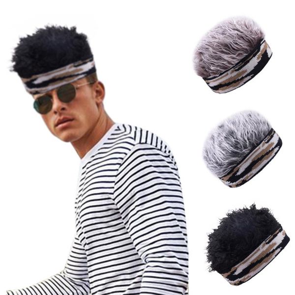 

wig hat novelty hair visor sun cap peaked adjustable baseball with fake toupee funny snapback hats cool outdoor, Black;white