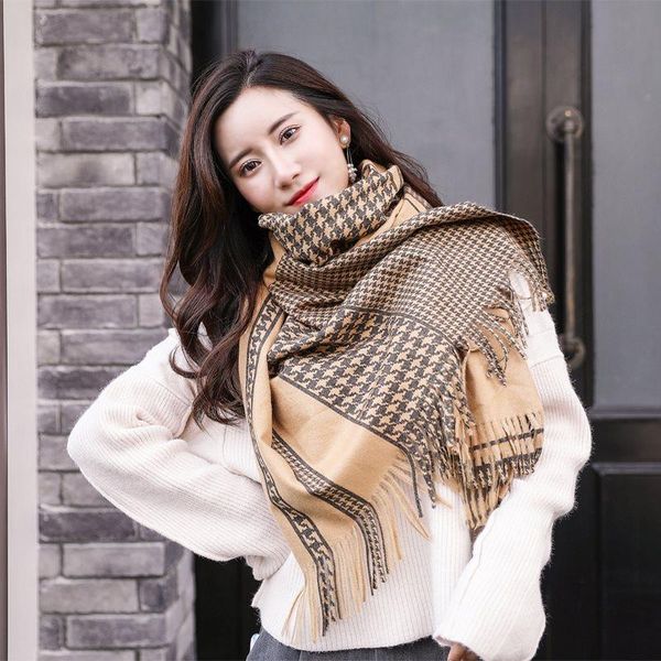 

scarves 350g cashmere scarf fashion women and men lattice digital printing shawl wraps bandana female foulard tassel, Blue;gray