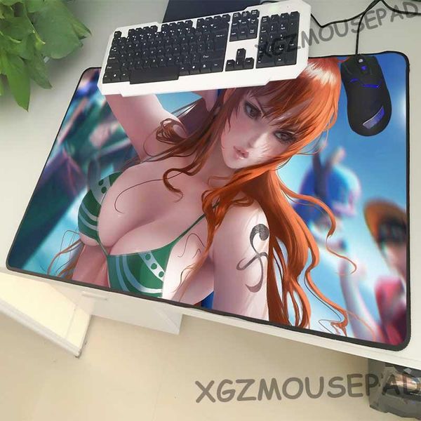 

mouse pads & wrist rests xgz cartoon large size pad black lock side one piece sister lappc table mat cute nami printing rubber non-