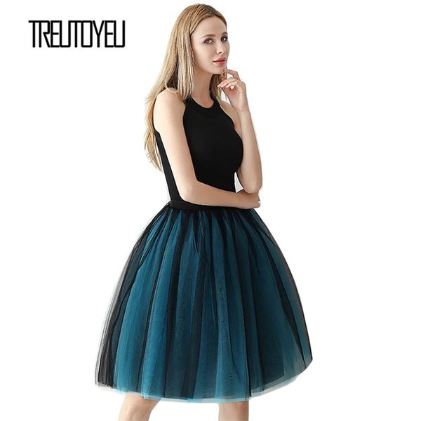 

7 layers 65cm long women skirt princess tutu tulle skirts fashion ball gown lolita skirt summer saias femininas faldas jupe, Black;gray