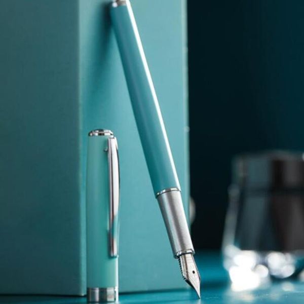 

fountain pens 20cb excellent calligraphy pen exquiste stylish with 30ml ink bottle pu cover blue flower pettern brouch