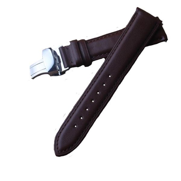 

watch bands brown watchbands 12 14 16 18mm 19mm 20mm smooth watches band straps with silver butterfly buckles accessories, Black;brown